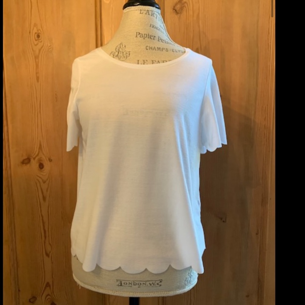 Topshop scallop detail white t shirt